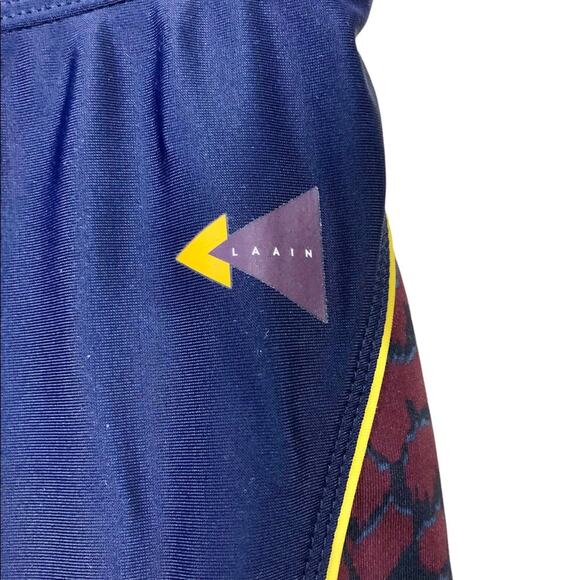 Laain Navy and Red Leopard Print Color Block Leggings Size Small - Picture 2 of 5